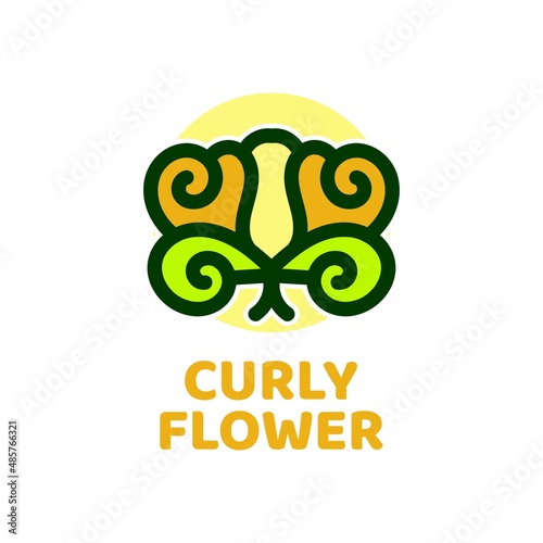 curly flora flower nature logo concept design illustration