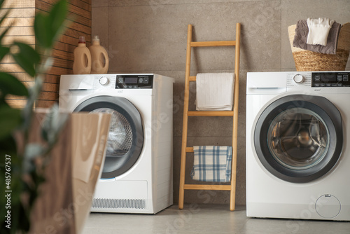 Interior of a real laundry room