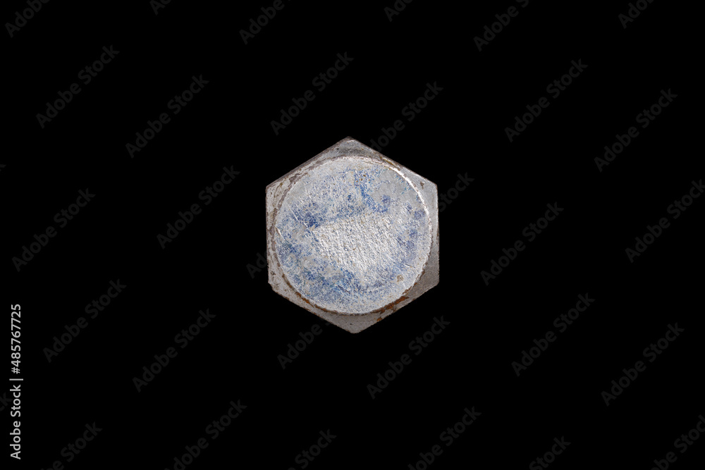 silver self-tapping cap isolated on black background silver self-tapping cap isolated on black background