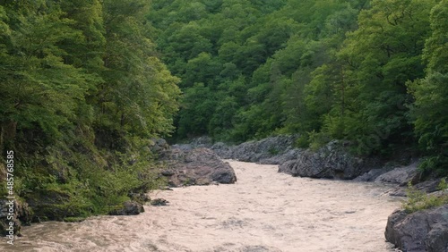 The Caucasus Mountains, Adygeya. Belaya river in the Granite gorge. photo