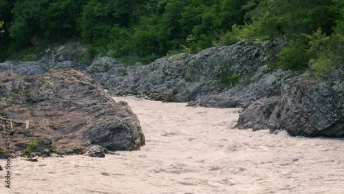 The Caucasus Mountains, Adygeya. Belaya river in the Granite gorge. photo