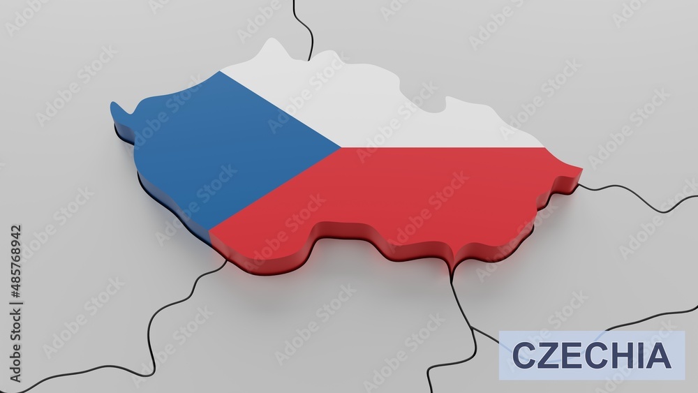 Obraz premium Czechia map 3D illustration. 3D rendering image and part of a series. 