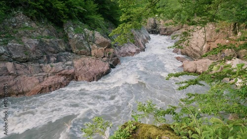 The Caucasus Mountains, Adygeya. Belaya river in the Granite gorge. photo