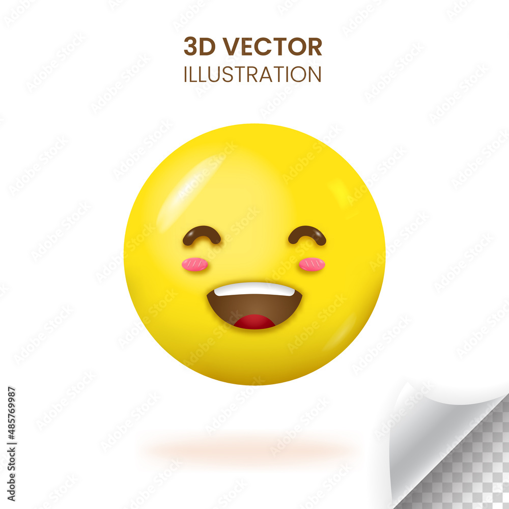 Fototapeta premium 3D smiling face emoji vector illustration