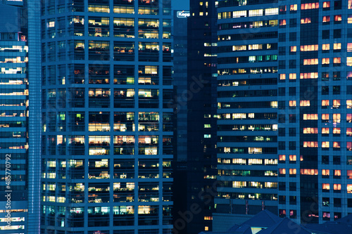 Canvas Print Office Blocks at Night in Singapore CBD, Southeast Asia
