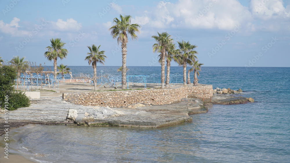 Fototapeta premium Limenas Chersonisou Beach front on Crete island in Greece.