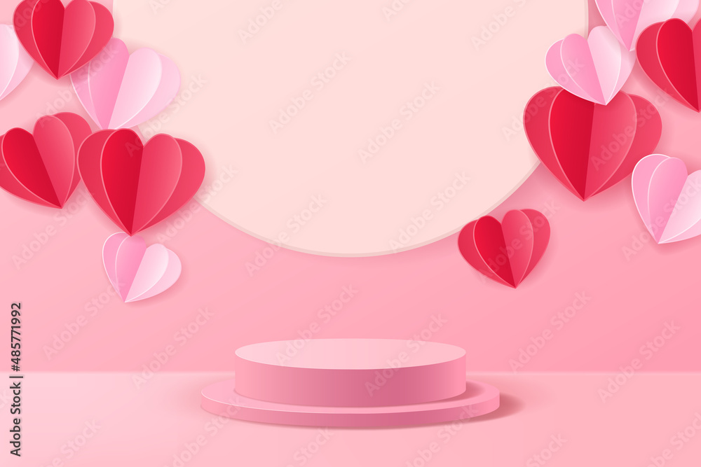 Pink abstract 3D scene for display product Valentine's day or Mother's day background