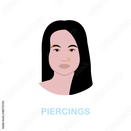 Piercings flat icon. Colored element sign from cosmetology collection. Flat Piercings icon sign for web design, infographics and more.
