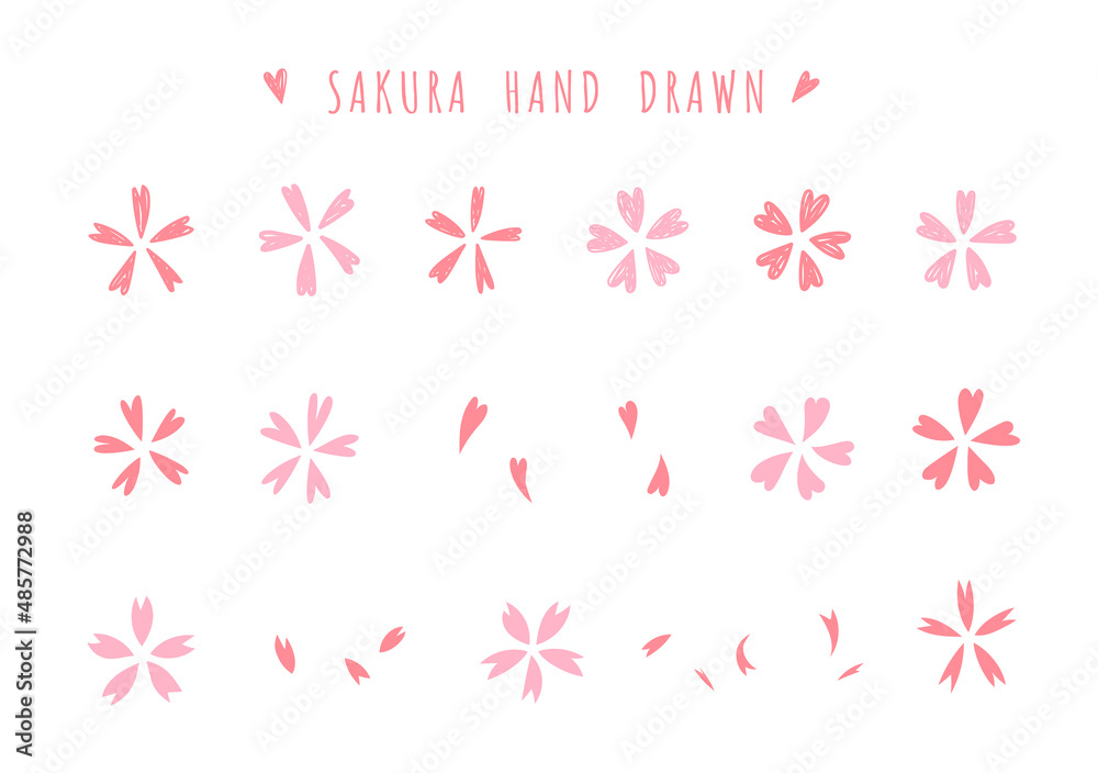 桜 手描き アイコン シンプル セット Stock Vector Adobe Stock