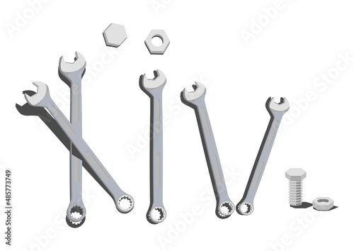 
工具のイラスト。スパナとボルトのクリップアート
