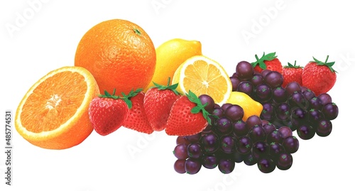 Fototapeta Naklejka Na Ścianę i Meble -  Juicy fresh fruits with white background