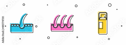 Set Human hair follicle, and Shaving gel foam icon. Vector