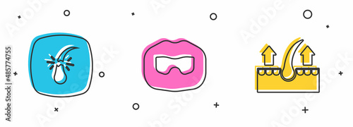 Set Broken hair follicle, Mustache and beard and Human icon. Vector