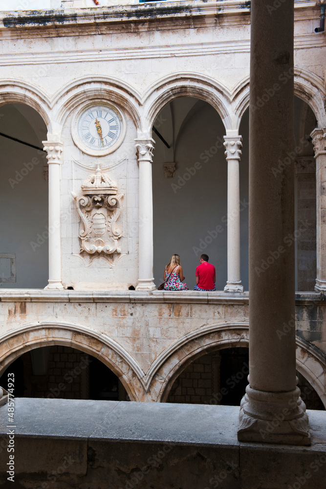 Photo of tourists inside the Rectors Palace, Dubrovnik, Croatia