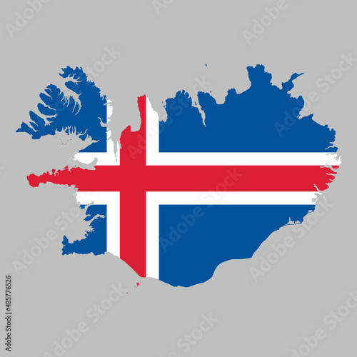 Iceland flag inside the Icelandic map borders vector illustration 