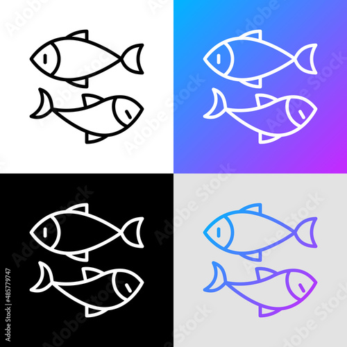 Pisces thin line icon. Modern vector illustration of astrological sign or logo for fish restaurant.