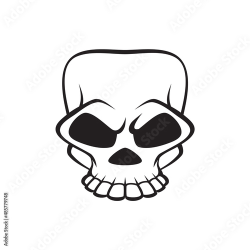Black and white human skull icon. Symbol or emblem for logo or tattoo.