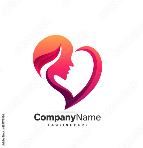 female vector logo, women heart logo