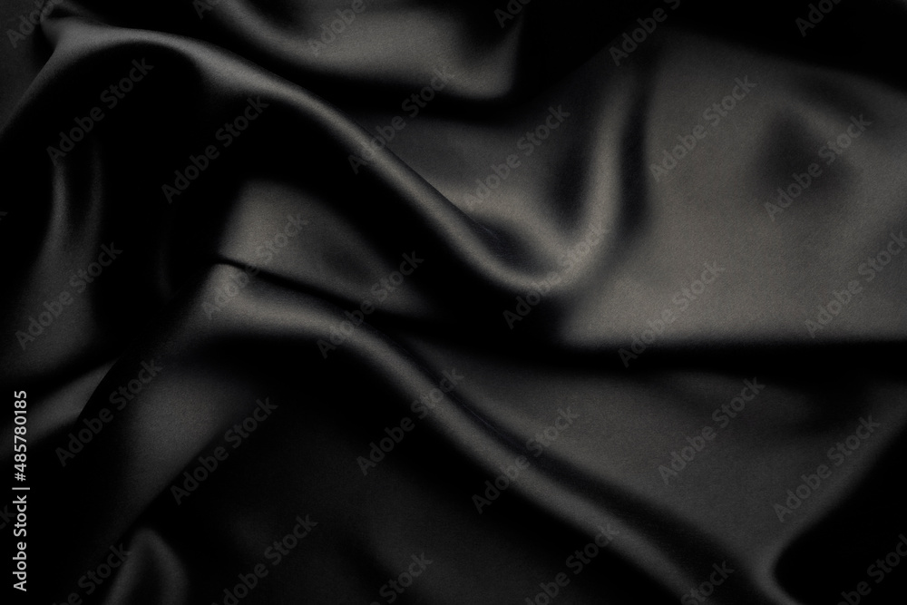 Fototapeta premium Black satin silk, elegant fabric for backgrounds