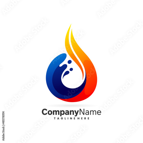 HVAC logo with fire and water concept