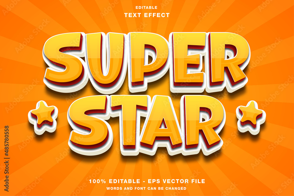 Super Star 3D style Editable Text Effect
