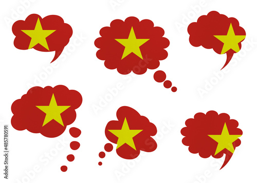 Talk bubble in colors of national flag on white background. Vietnam
