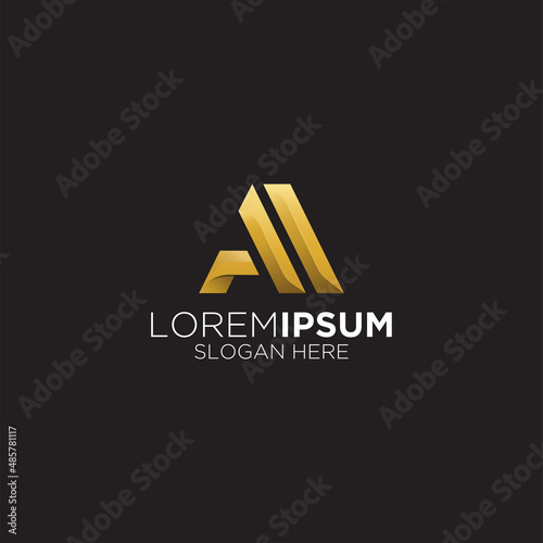 initials a and m gradient gold logo