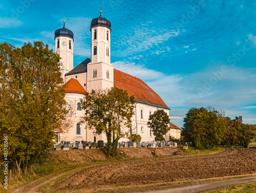 The famous Oberalteich monastery near Bogen  Danube  Bavaria  Germany on a sunny autumn day