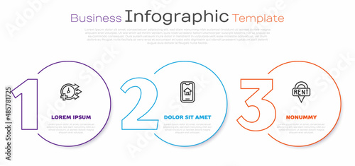 Set line Clock, Online real estate and Location key. Business infographic template. Vector © Oksana