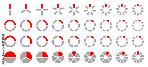 Set Gerundete Tortendiagramme Grau Rot
