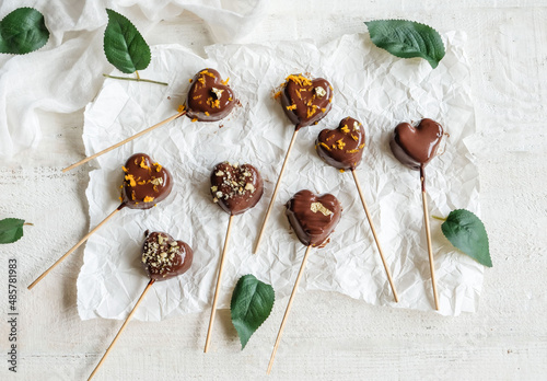 Delicious and decorative pastry. Mother's day Love Character Chocolate Cakesicles. In conjunction with mother's day celebrations photo