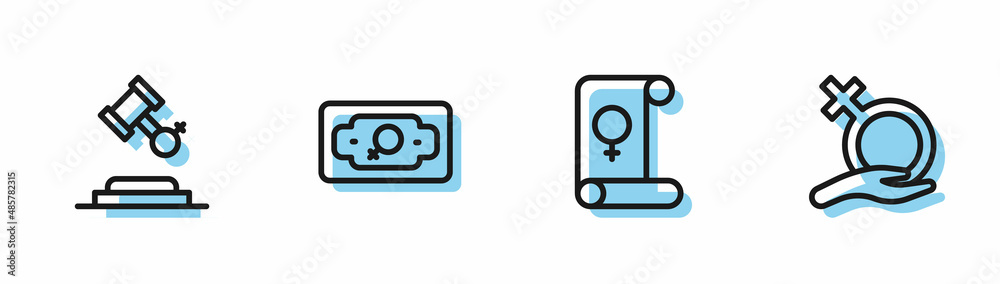 Set line Feminism, Female rights, Money growth woman and gender icon. Vector Set line Feminism, Female rights, Money growth woman and gender icon. Vector