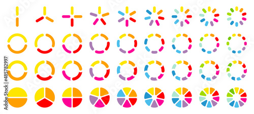 Set Gerundete Tortendiagramme Bunt