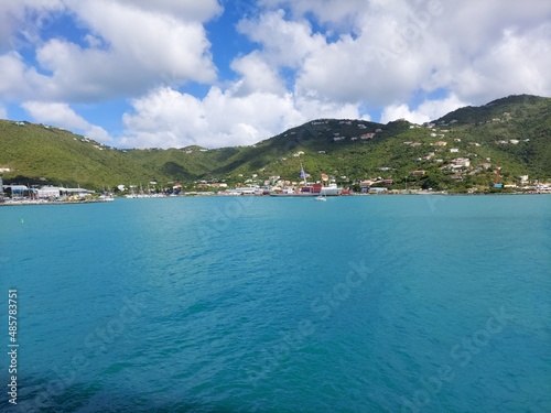 a view of mountains in Tortola, British Virgin Islands from sea , december 2 2021