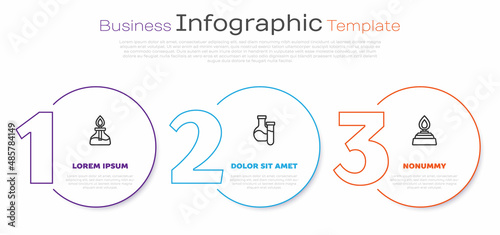 Set line Alcohol or spirit burner, Test tube and . Business infographic template. Vector