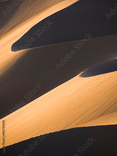 Sand dune patterns at sunset in the desert  Huacachina  Ica Region  Peru  South America