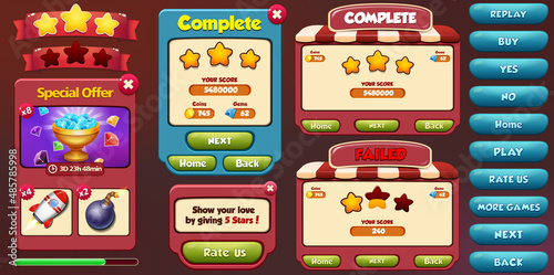 Game Ui Kit Menus, pop up, screens and Game elements 