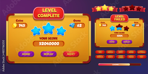 Game Ui Kit Menus, pop up, screens and Game elements 