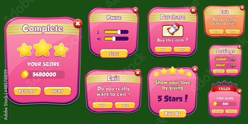 Game Ui Kit Menus, pop up, screens and Game elements 