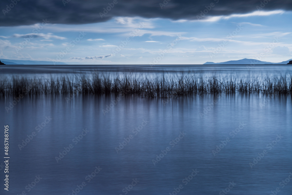 Lake Titicaca, seen from Challapampa village on Isla del Sol (Island of the Sun), Bolivia, South America