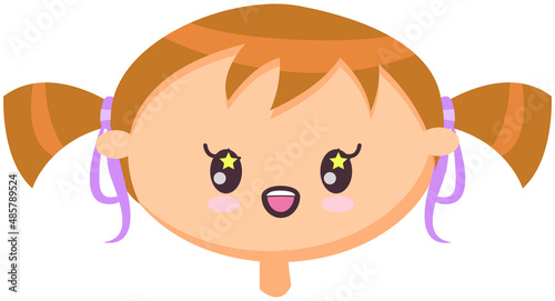 Head girl with friendly smiling face  vector illustration cartoon emoticon doodle icon drawing. Cool blonde girl happy face  kawaii emotion concept with cheerful child  friendly funny redhead kid