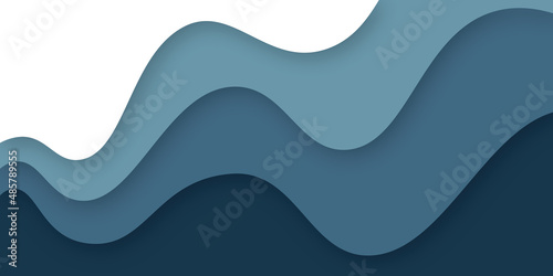 Abstract modern smooth pastel multi color papercut background with waves. Blue shade and white multi layer wavy 3d papercut background with shadow for banner, template, brochure, flyer, presentation, 