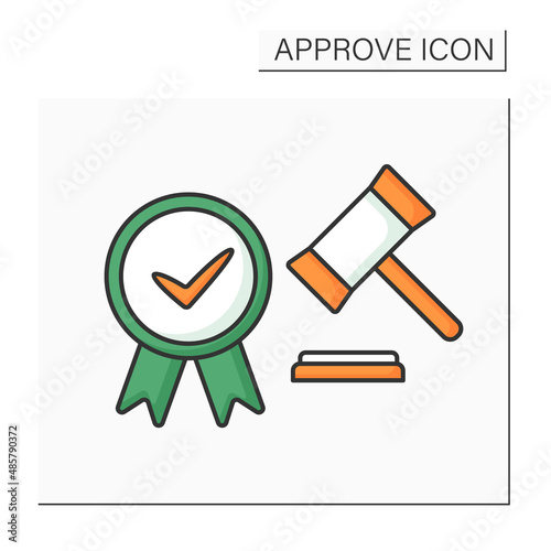 Approve laws color icon. Accepted written act, document establishes norms of law. Notary approving. Adopted through legislative process.Confirmed concept. Isolated vector illustration photo