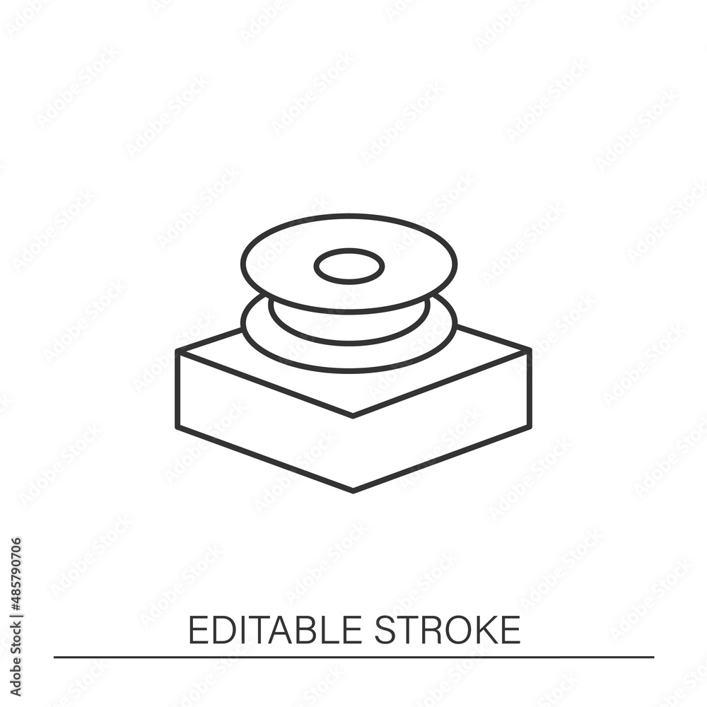 Modern technology line icon. Filament spool. Thermoplastic three-dimensional object. Additive manufacturing process.3d printing concept. Isolated vector illustration. Editable stroke Modern technology line icon. Filament spool. Thermoplastic three-dimensional object. Additive manufacturing process.3d printing concept. Isolated vector illustration. Editable stroke