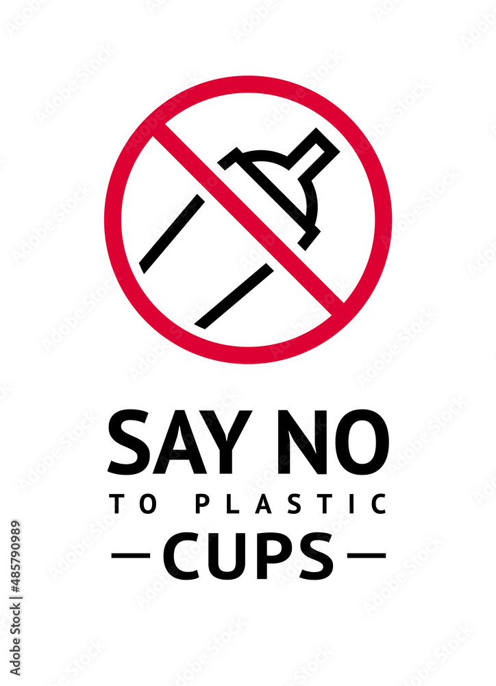 No plastic straws forbidden poster, modern prohibited sticker No plastic straws forbidden poster, modern prohibited sticker