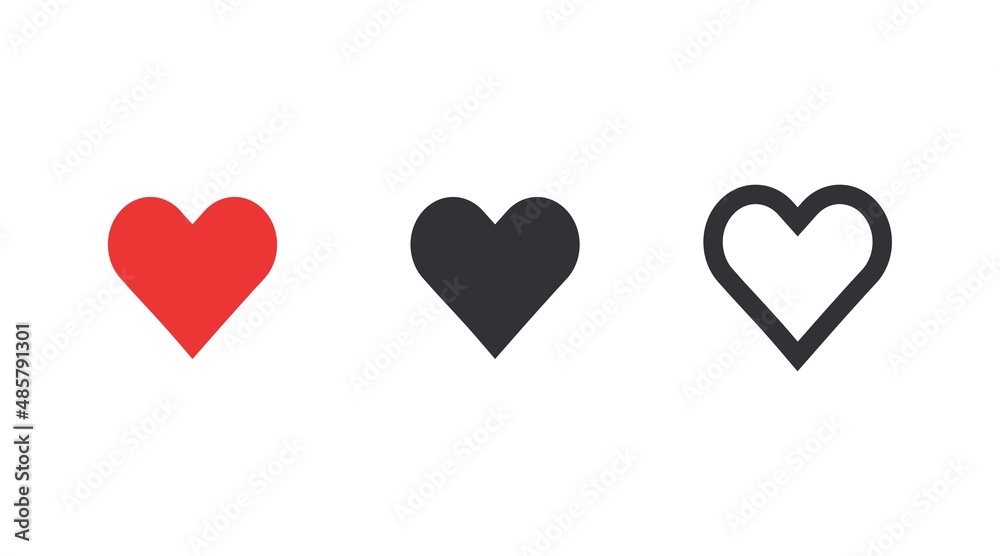 Simple heart icon vector set