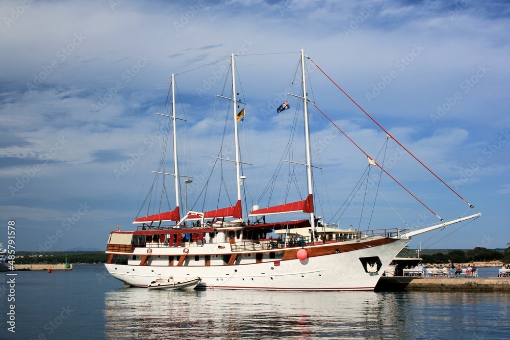 sailing boat in the port of Brioni, national park, Croatia