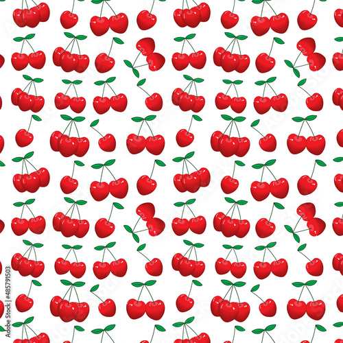 Fototapeta Naklejka Na Ścianę i Meble -  Fruit seamless pattern wallpaper cherry icons