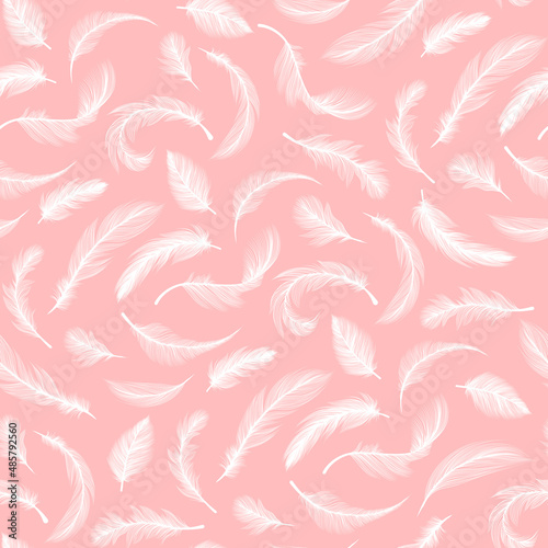 Pink Elegant Feathers Seamless Pattern