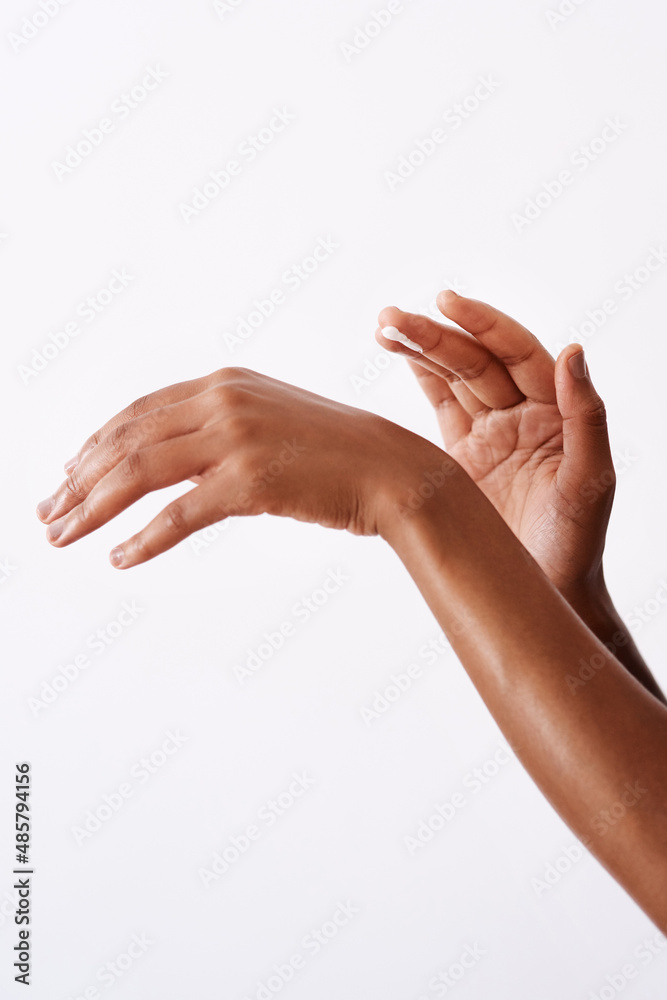 I take care of my hands and so should you. Studio shot of an unrecognizable womans hands against a white background.